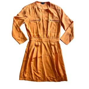 Theory Brunella Orange Silk Dress (Size 2)